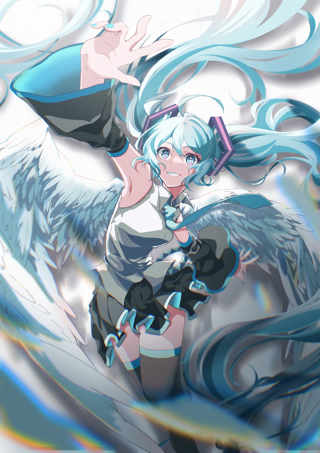 Vocaloid Hatsune Miku Tagme Thighhighs Wings Yande Re